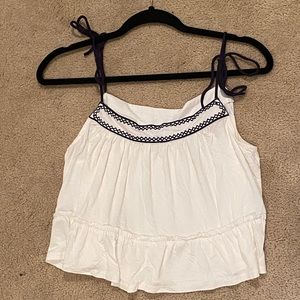 Tie strap white navy tank top size L kimchi blue